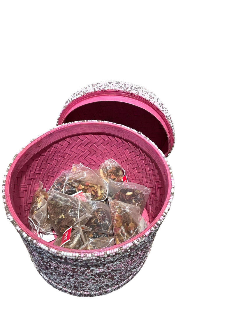 Hộp Tre Đính Cườm Hồng Trắng - Hình ảnh 6