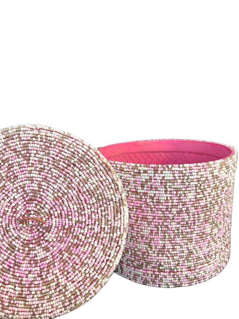 Hộp Tre Đính Cườm Hồng Trắng - Hình ảnh 3