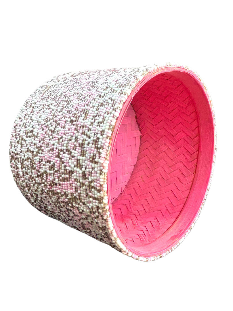 Hộp Tre Đính Cườm Hồng Trắng - Hình ảnh 7