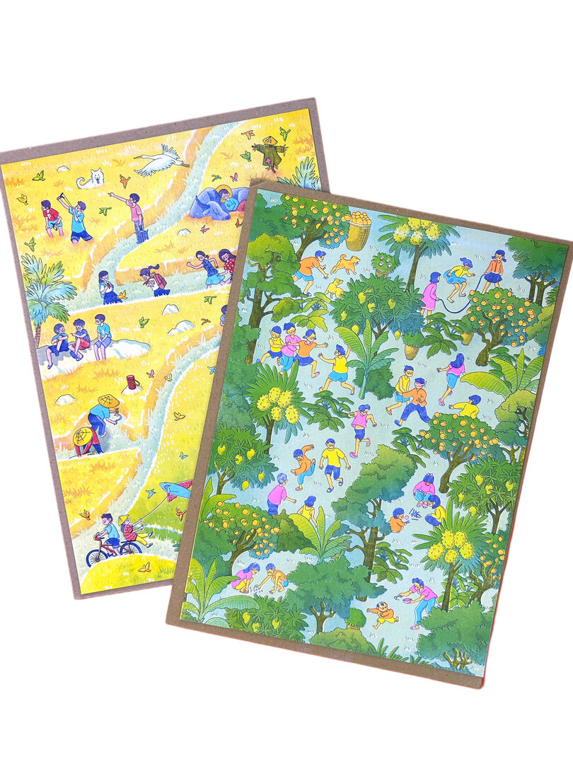 Tranh A3 Sông Ruộng Vườn