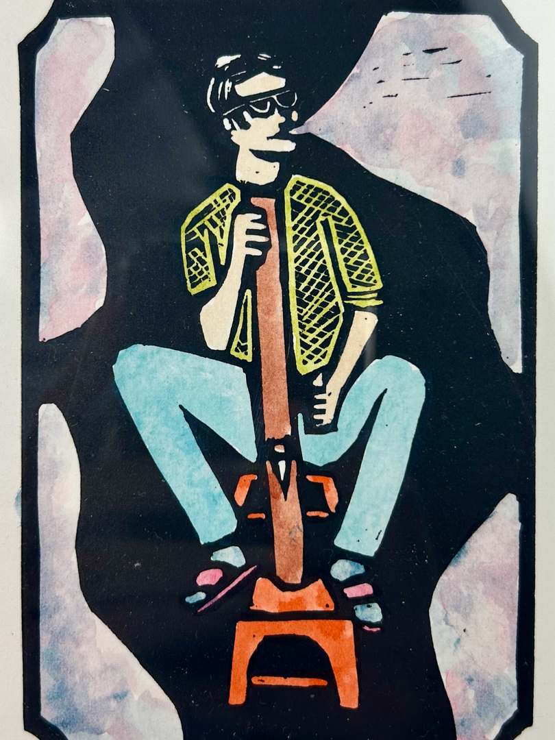 Tranh Wood cut Thuốc Lào (có khung)