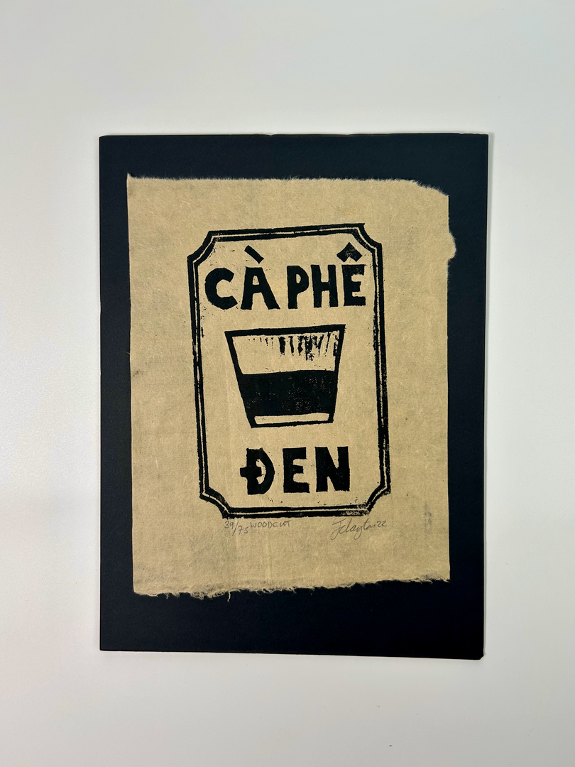 Tranh Wood cut Cà phê đen