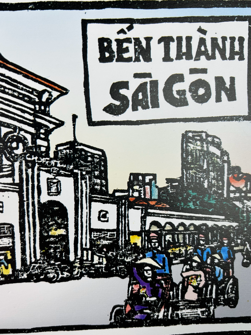 Tranh Bến Thành Sài Gòn