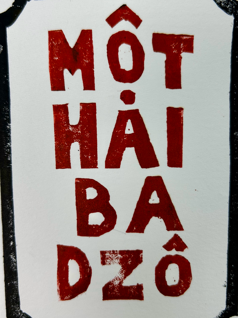 Tranh Wood cut Một Hai Ba Dzô - Hình ảnh 2